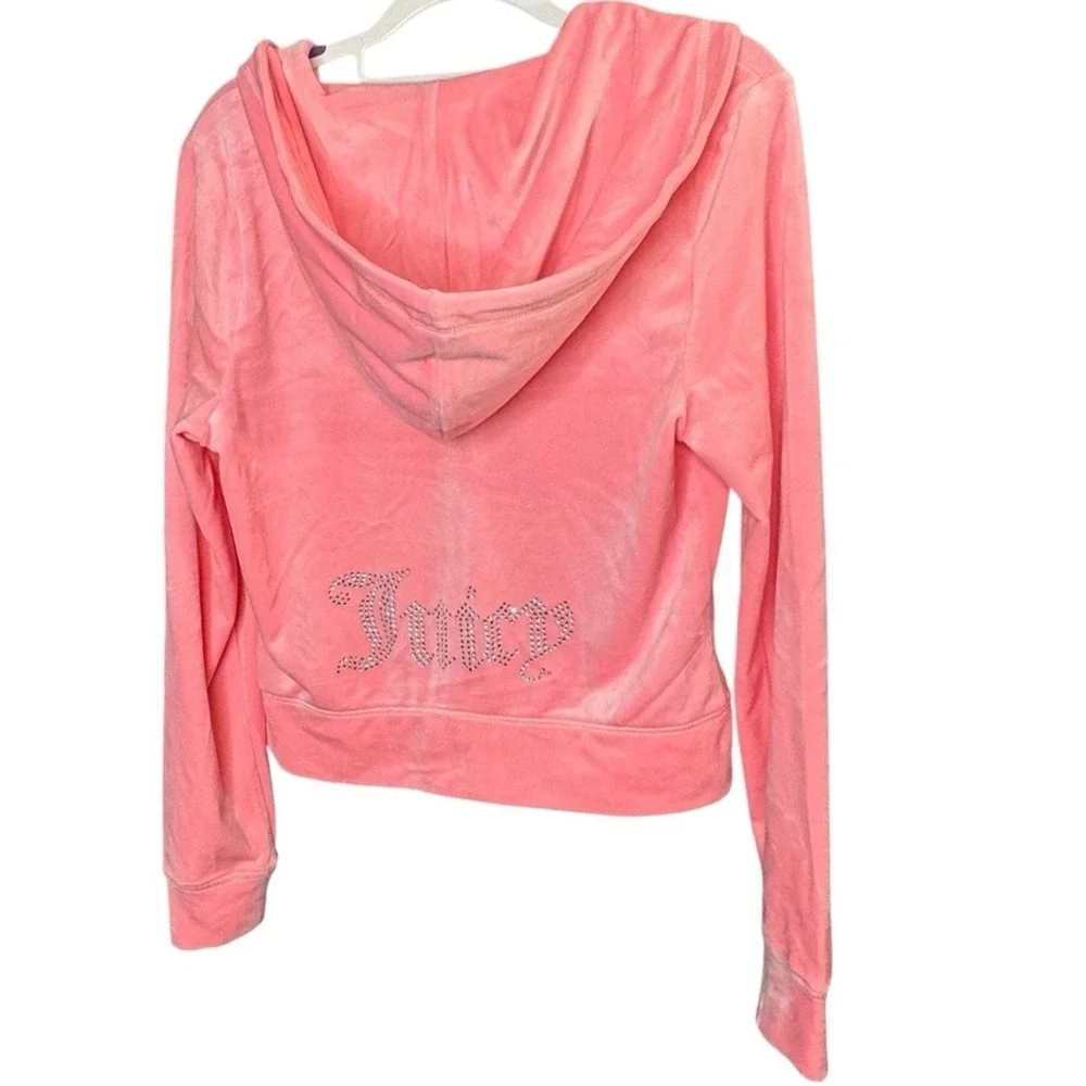 Juicy Couture Bling Velour Tracksuit Hoodie Shorts Set Flamingo Pink L NWT